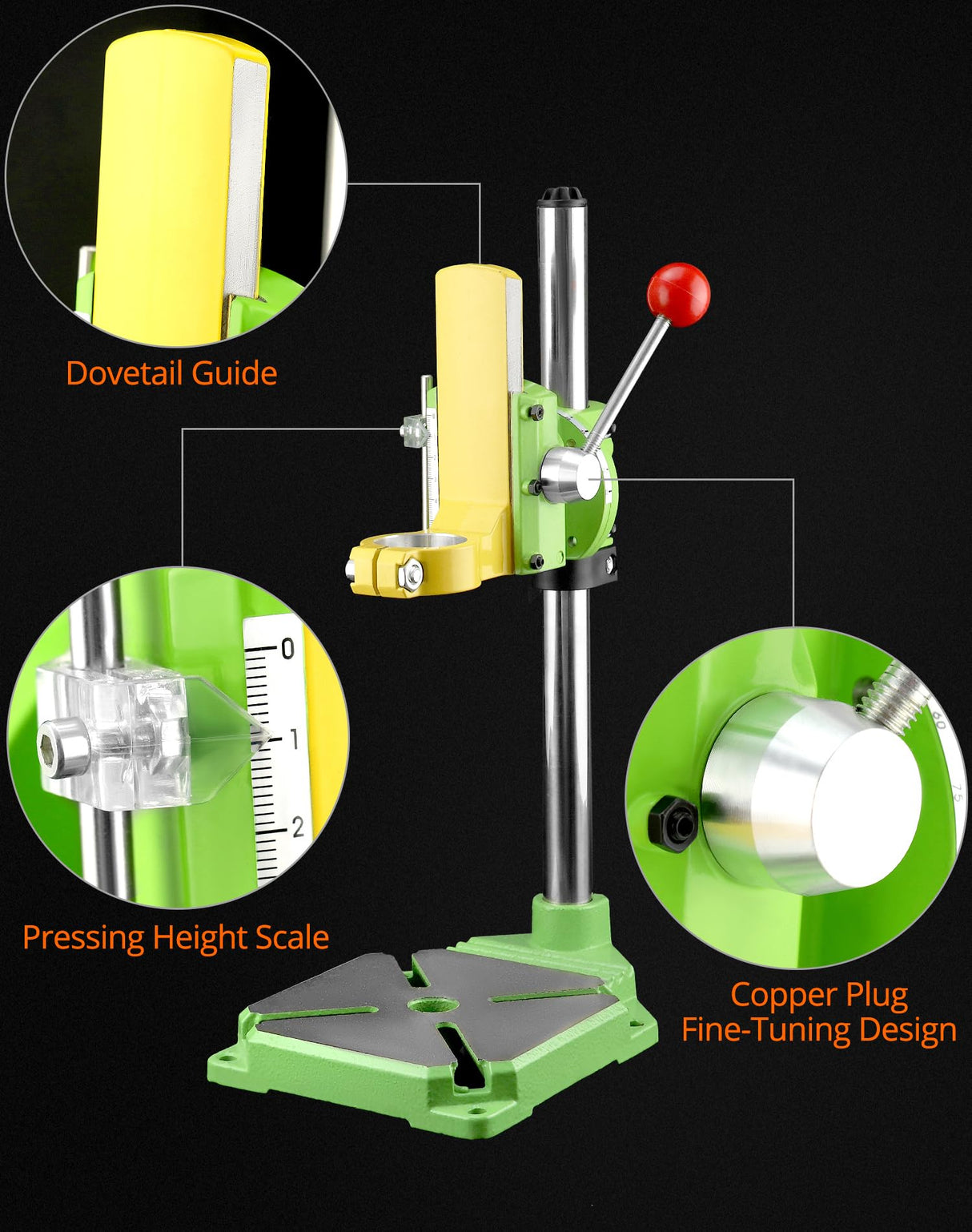 QWORK Drill Press Stand, Heavy Duty Floor Drilling Press/Rotary Tool Workstation,Table Top Drill Press 90° Rotating Fixed Frame for Drilling Collet, Drill Press Table, Drill Workbench Repair QWORK