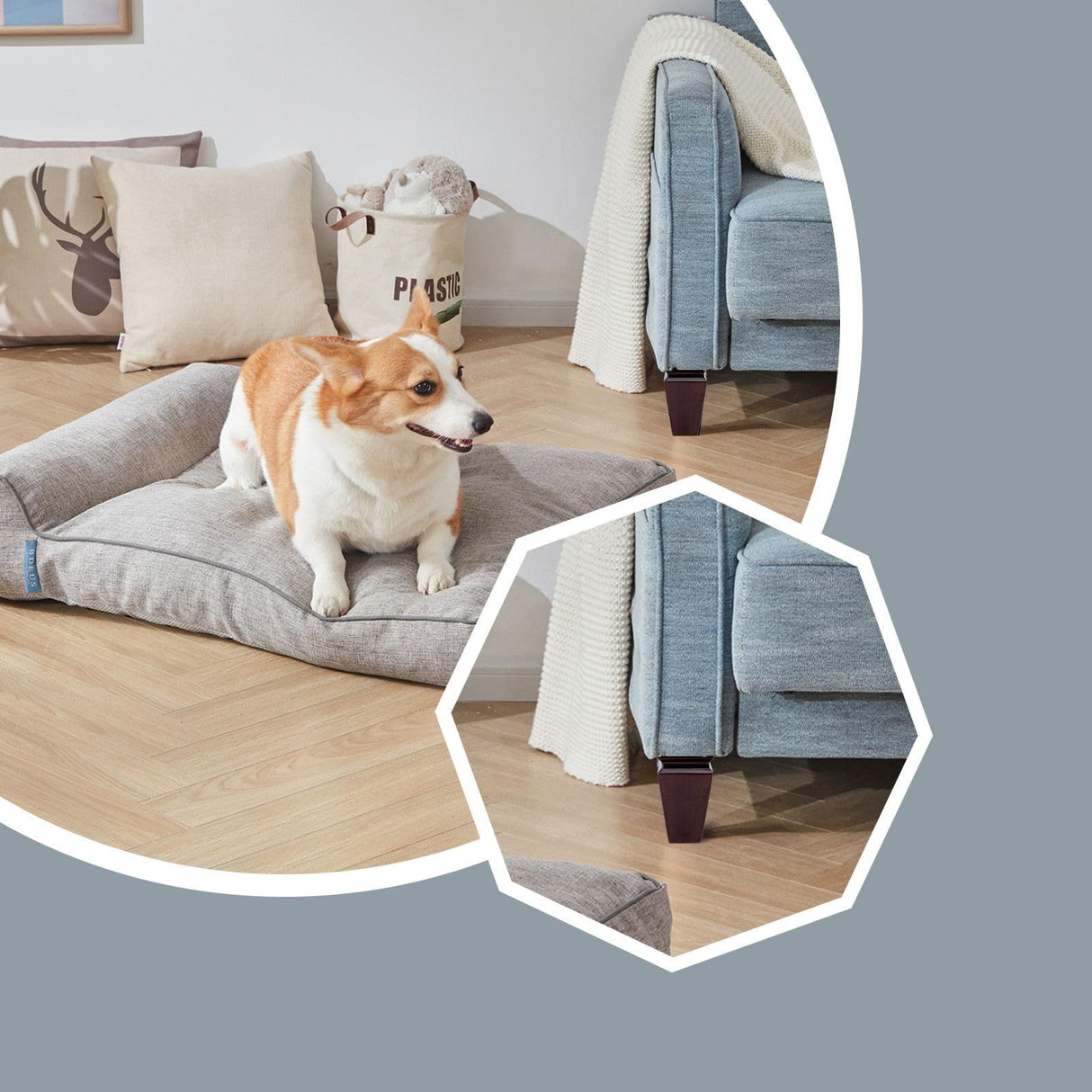 Square Wood Furniture Legs Set of 4 - Wooden Replacement Feet for Couch, Bed, Bench, Dresser, Rubber Wood Parts for Table, Sofa, Wooden Legs Chairs Complete with Installation Hardware (Brown, 5 inch) Texphw