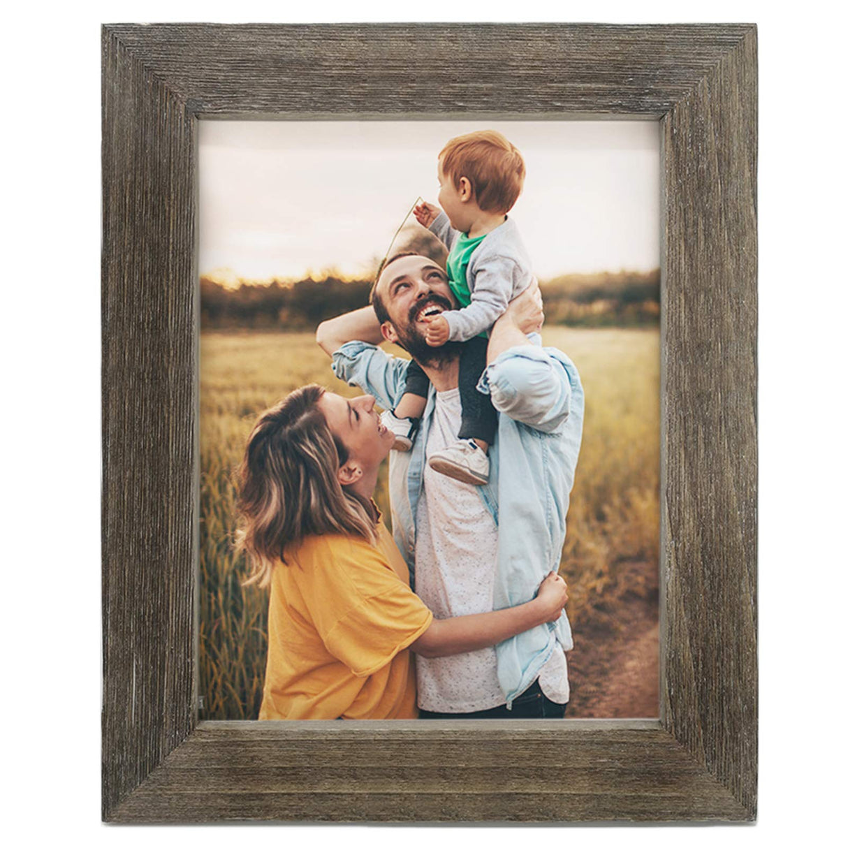 IKEREE 11x14 Rustic Farmhouse Distressed Picture Frame, Weathered Grey, Built-in Easel for Wall Mounting Display… IKEREE