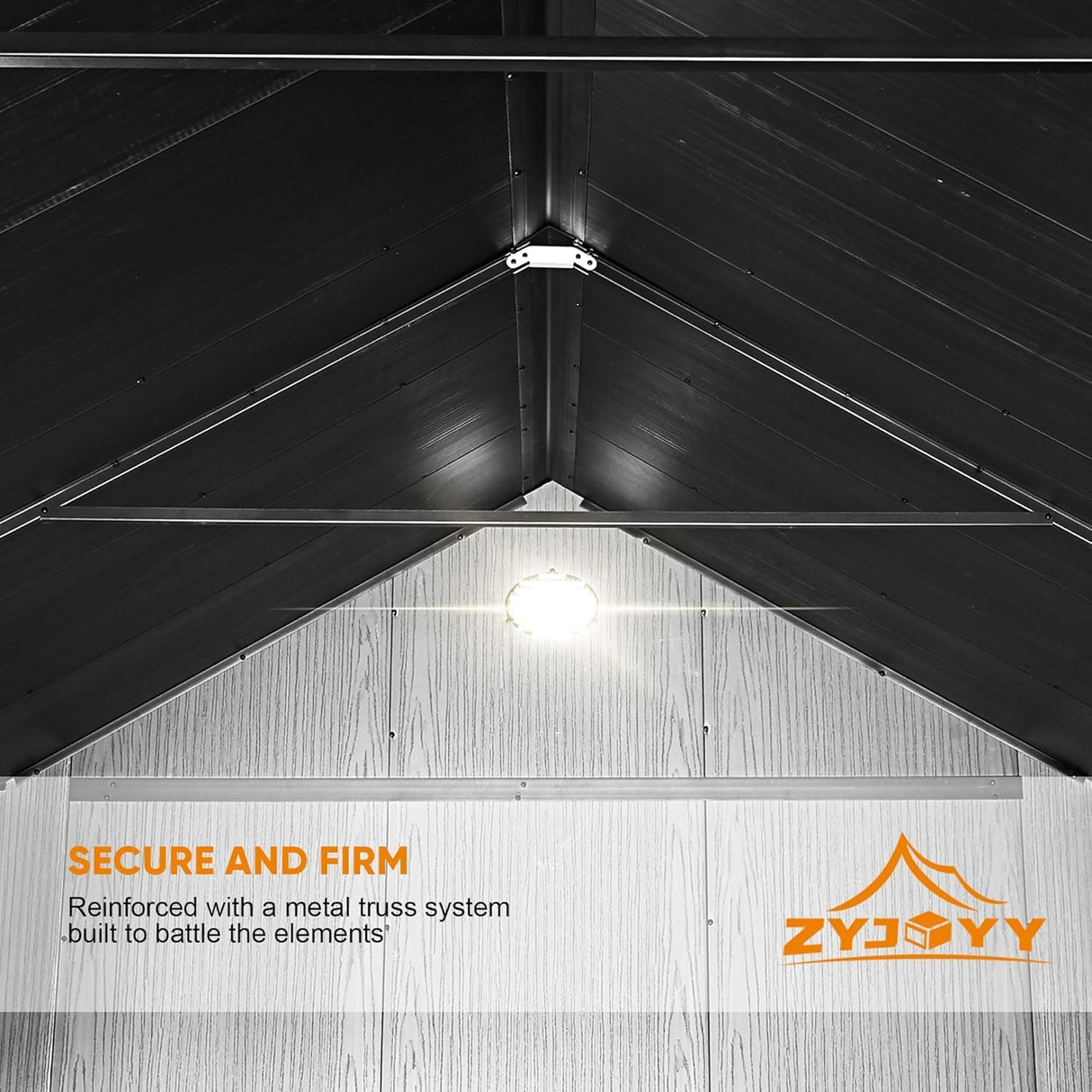 ZYJOYY 7.3 x 12 FT Shed Resin Outdoor Storage with Floor, 566 cuft Plastic Shed with Window and Lockable Door for Garden, Backyard, with Wood Texture, Grey ZYJOYY