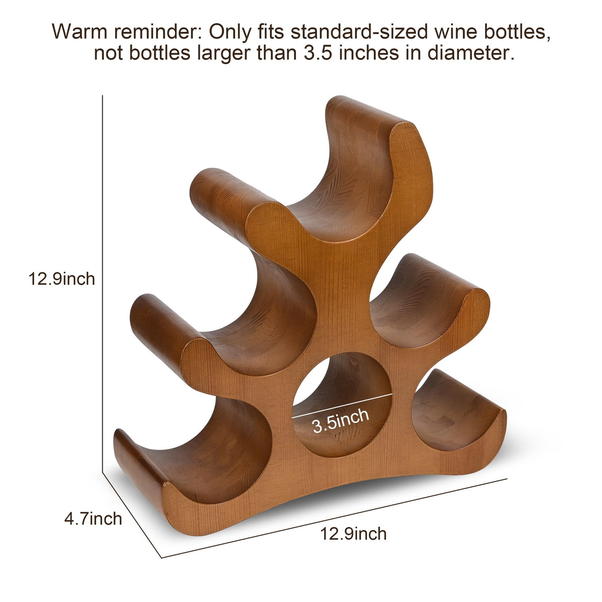 TRUDING Countertop Wine Rack - 6 Bottle Wooden Wine Rack - Freestanding Wine Bottle Holder Stand - Wine Storage Rack for Cabinet Pantry Bar Kitchen (Brown) TRUDING