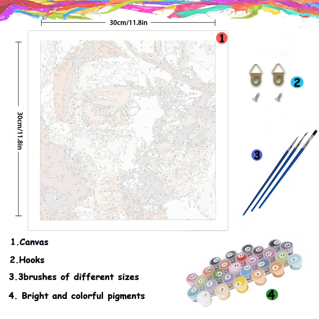 Christmas Paint by Numbers for Adult,Paint by Numbers Kit for Adults Beginners,DIY Paint by Numbers Acrylic Paint Canvas Santa Elk Painting Kits Art,Home Wall Decor, 11.8X11.8 inch(Without Frame) APTDYIGL