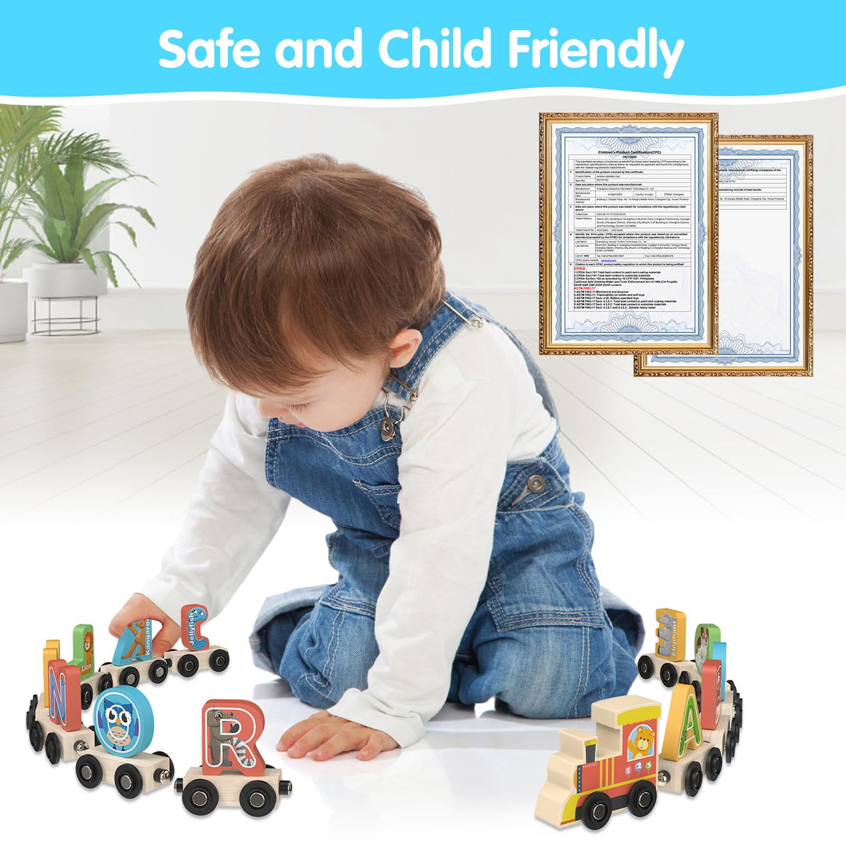 Ancistro Wooden Alphabet Train Toys Spelling Tool Preschool Toddlers Montessori Educational Game Letter Car Magnetic for Kids Boys Girls 2 3 4 5 Years Ancistro