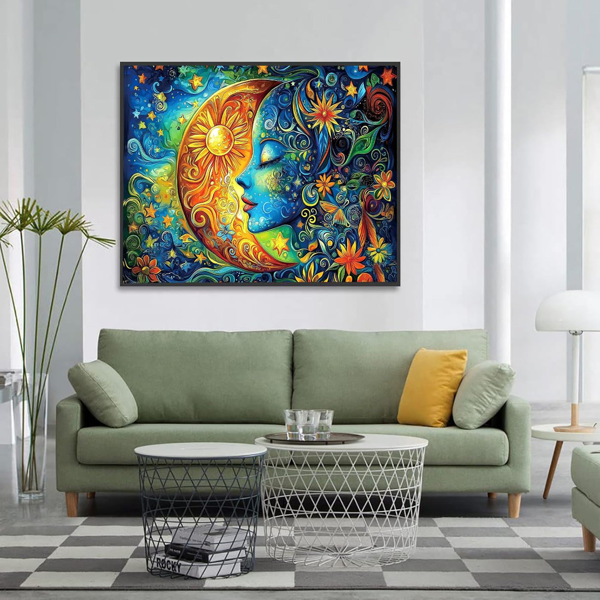 RYMILIE Sun and Moon Diamond Art Painting Kits for Adults-Round Full Drill Diamond Painting Kits for Beginners-DIY 5D Diamond Gem Art Kits for Adults for Gift Home Wall【15.7x11.8 inch】 RYMILIE