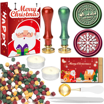 WUERLIN Christmas Wax Seal Kit - Santa Claus & Snowflake Wax Stamps, Deep Engrave, Great for Decoration, Christmas & New Year Cards & Envelopes
