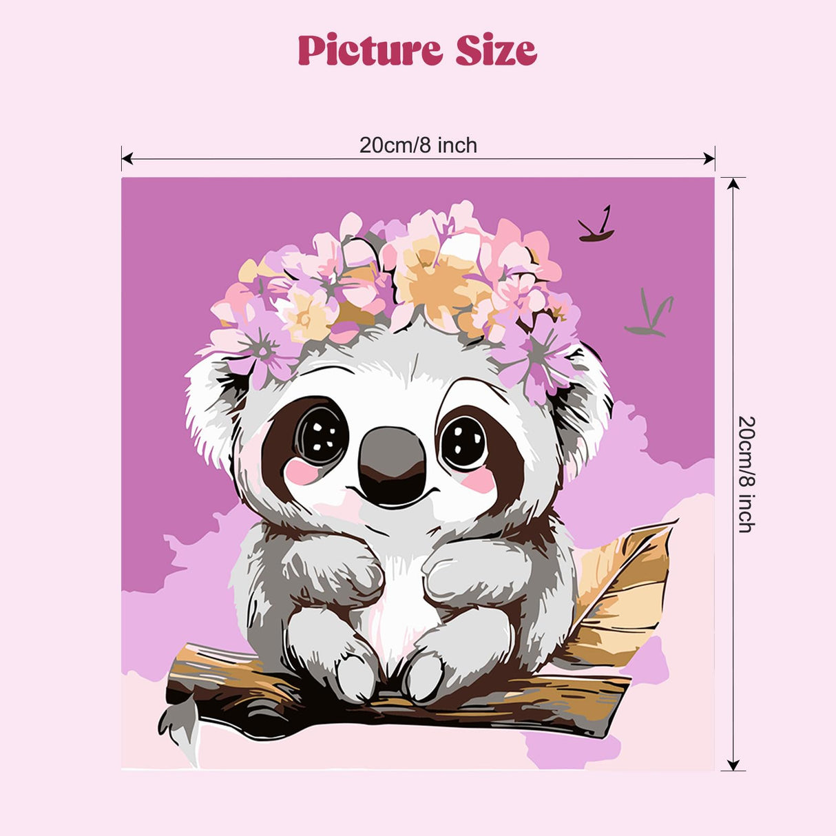 MXJSUA 4 Pack Framed Cute Animals Paint by Numbers for Kids Ages 6-12, Panda Elephant Sloth Koala Paint by Number Kits for Children Beginner, Acrylic Oil Painting for Home Wall Decor (8x8inch) MXJSUA