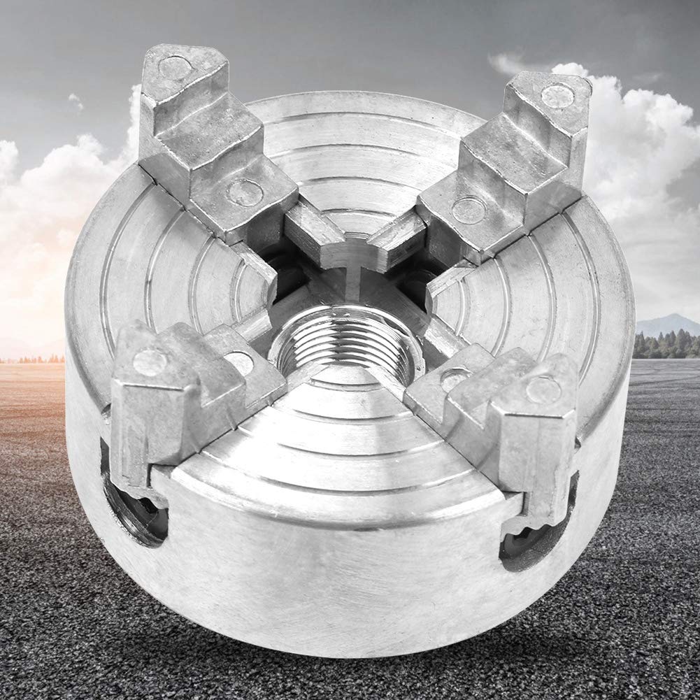 OPPWONG 4 Jaw Lathe Chuck, Z011A Zinc Alloy Lathe Chuck Independent Reversible Jaw Wood Lathe Chuck Mini Metal Lathe Accessories Lathe Chuck Turning Machine Accessory for Lathes Machine OPPWONG