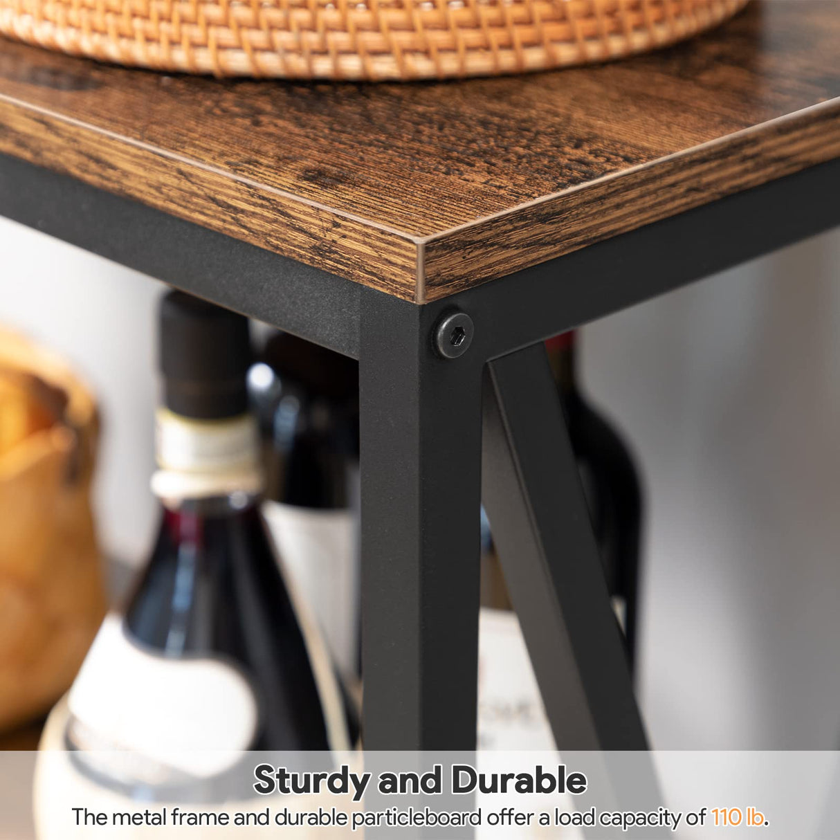 MAHANCRIS Sofa Table, Industrial Console Table, 3-Tier Narrow Side Table with Open Shelves, Foyer Table for Entryway, Hallway, Kitchen, Living Room and Bedroom, Easy Assembly, Rustic Brown CTHR8001Z MAHANCRIS