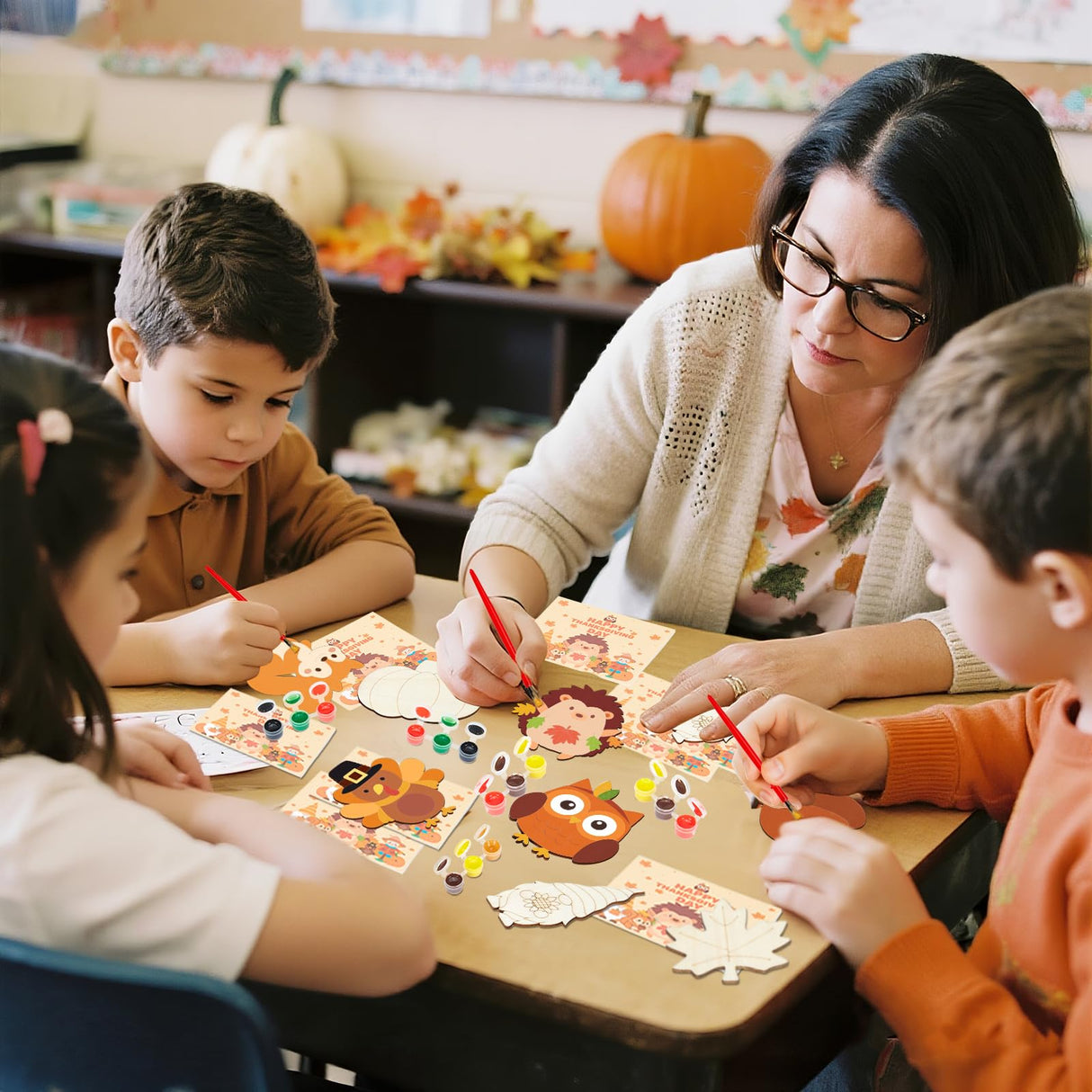 24-Set Fall Thanksgiving Wooden Painting Crafts, Unfinished Wood Cutouts Pumpkin, Maple Leaves, Acorns, Blank Fridge Magnet Crafts for DIY, Party Favors, Classroom, Gift Goodie Bag Stuffers Bafeil