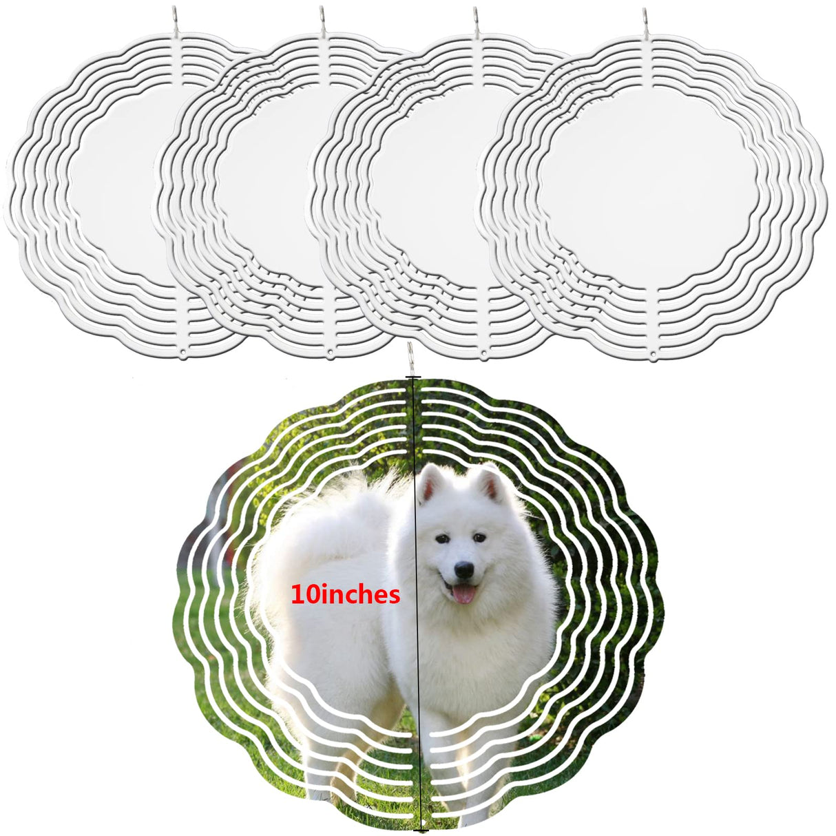 5 pcs 10 inch Sublimation Wind Spinner Blanks Round Sublimation Blanks Products Stainless Steel Metal Indoor Outdoor Garden Decoration for Heat Press Transfer Sublimation Blank Gift AiDiYGECO
