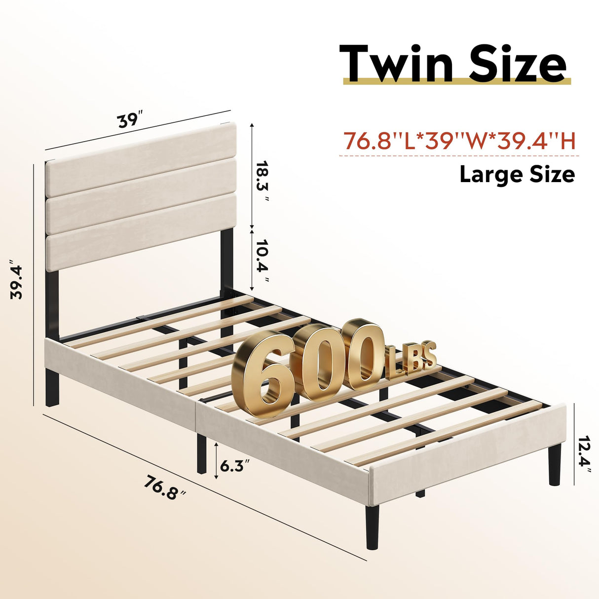 WLIVE Twin Size Upholstered Bed Frame, Velvet Square Tufted Headboard,Sturdy Metal & Wooden Slats Support, No Box Spring Needed, Light Grey WLIVE