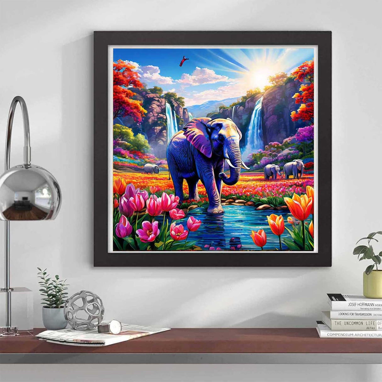 OFRKE Diamond Painting Kits for Adults Beginners 5D Diamond Art Kits with Round Diamonds Gem Art Full Drill Elephant Painting for Home Wall Decor Gifts 12x16inch OFRKE