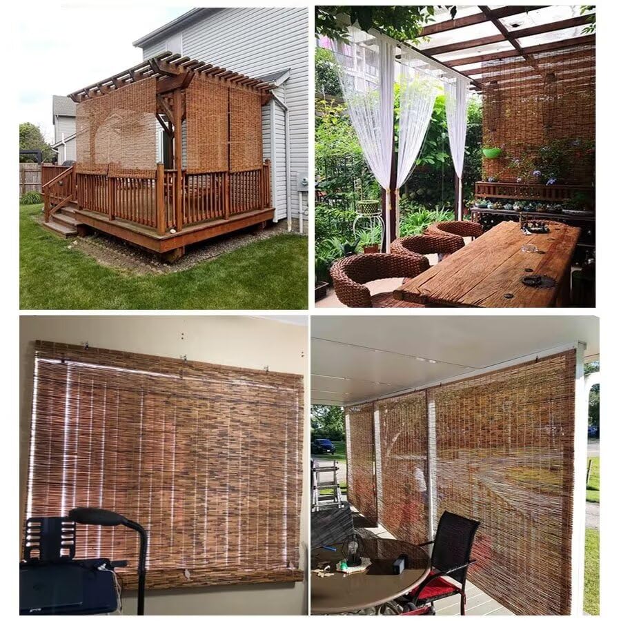 Reed Roller Blinds, Bamboo Shades - UV Resistant Outdoor Window Cover for Patio Sun Protection, Easy Install Indoor/Outdoor Reed Blinds BAYUE
