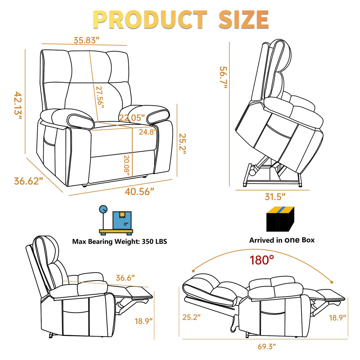 Trustyue Extra Large Dual Motor Power Lift Recliner Chair, Lift Chair with Massage and Heat for Elderly, Lay Flat Recliner, Standing Assistance, Stainless Steel Cup Holders, Chenille Beige Trustyue