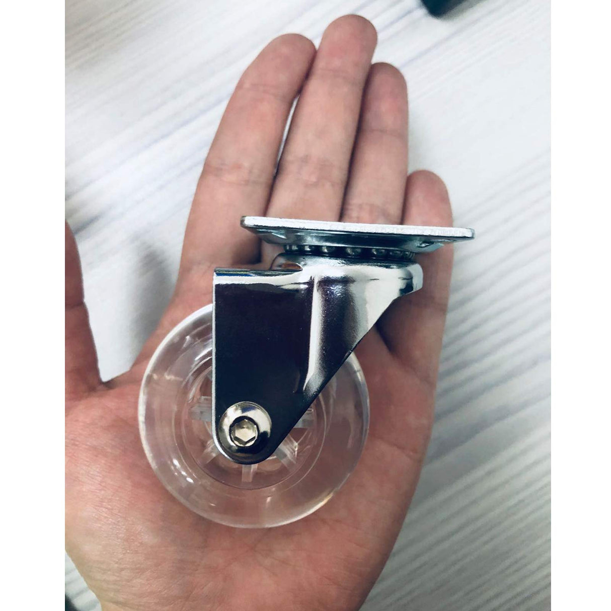 Swivel Casters Set of 4, 2 Inch Caster Wheels for Furniture, Crystal Clear Polyurethane Furniture Casters-Rolling Castors with 360 Degree Plate for Cabinet,Ottoman,Bench (500 Lbs,Screws Included) YAEMIKY