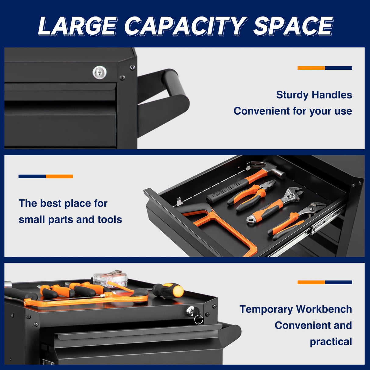 Yizosh 5-Drawer Metal Tool Storage Cabinet with Wheels,Rolling Tool Chest with Drawer and Locking Keys,Heavy Duty Tool Storage Organizer for Garage,Warehouse,Workshop Yizosh