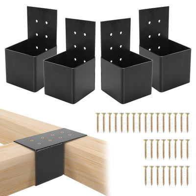 4 PCS Pergola Brackets Kit, Heavy Duty Pergola DIY Brackets Joist Bracket Connector Brace with Screws for 4''x4'' Wood Posts, Beam Support Bracket for Patio, Pergola, Log Cabin, Fence