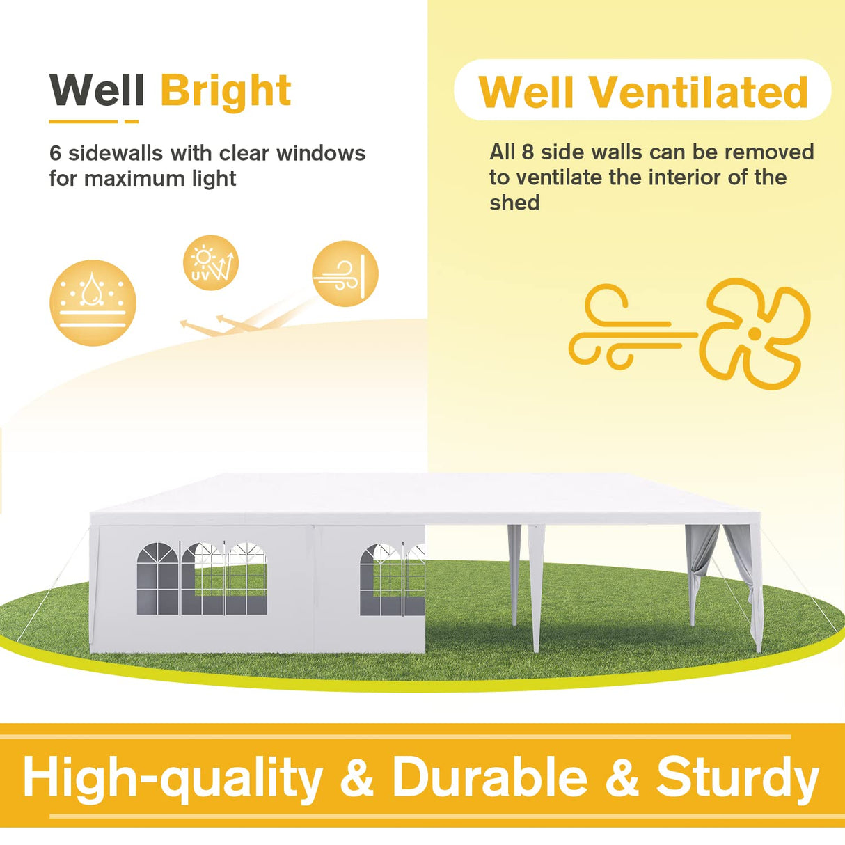 Devoko 10'x30' Outdoor Party Tent, Heavy Duty Canopy Event Wedding Tent for Parties Backyard Patio, White Devoko