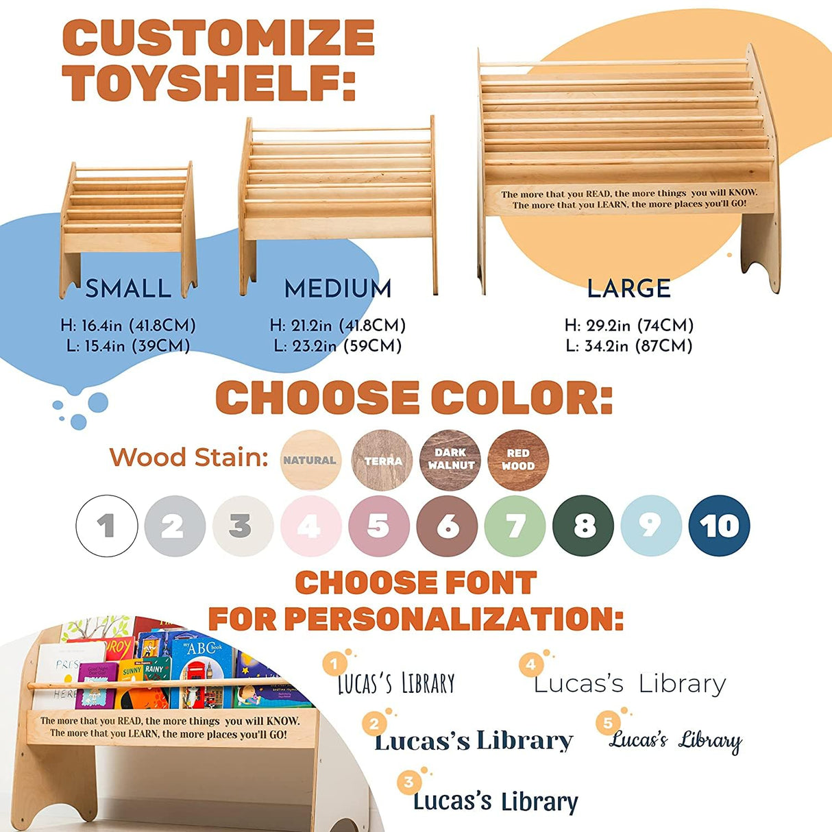 Montessori Bookshelf Kids Toddler Bookshelf Wood Bookcase Storage Kids Room Storage Playroom Kids Furniture Toddler Gift 2nd 3rd Birthday (Small, Green) Enjoy The Wood