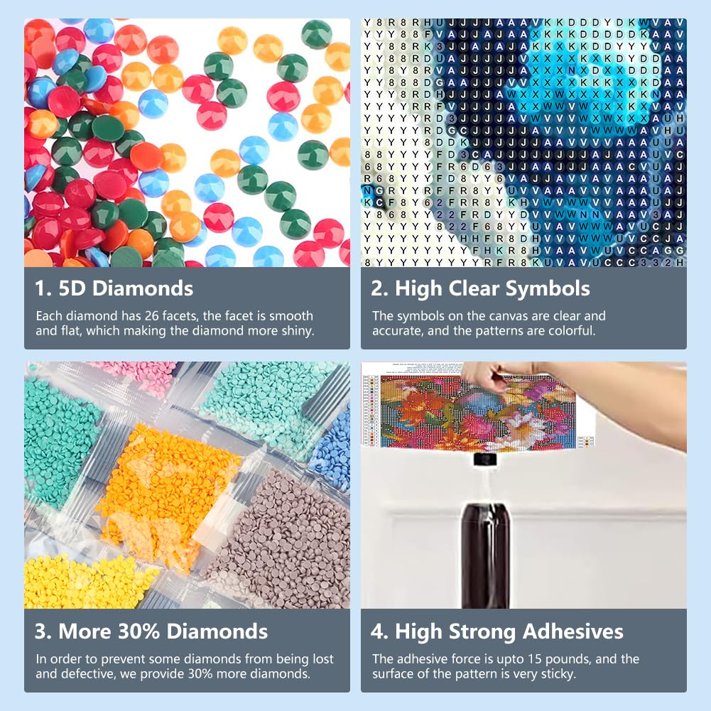 FHBUBPUP Wolf Diamond Painting Kits for Adults, Tai Chi Wolf Diamond Art Kits for Beginners, 5D DIY Full Drill Round Diamond Dot Gem Art, Craft Gift Suitable for Home Wall Decoration 12×12Inch FHBUBPUP