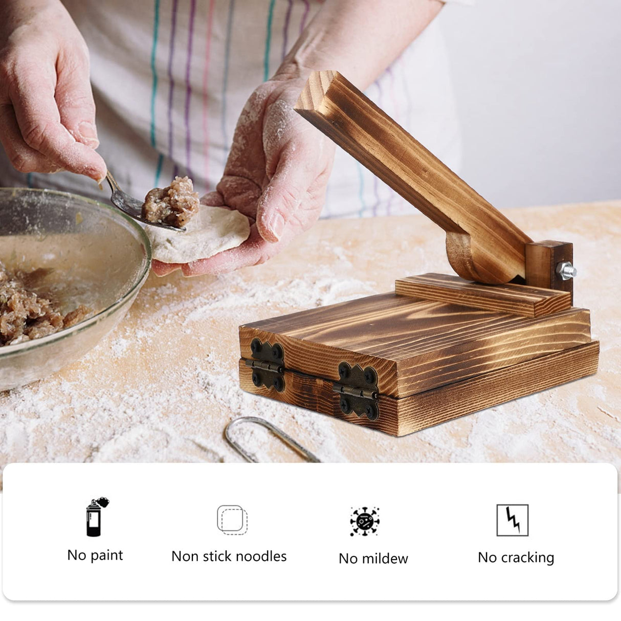 Healvian Wooden Tortilla Presser Dough Press Dumpling Wrapper Wood Dumpling Press for Pancakes Quesadillas Tortillas Tostones Patacones Healvian