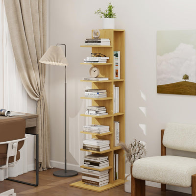 ELECWISH Narrow Bookshelf, 13-Tier Bookcase for Small Space, Tall Vertical Spine Bookshelf Tower, Modern Corner Book Shelf with Storage for Home Office