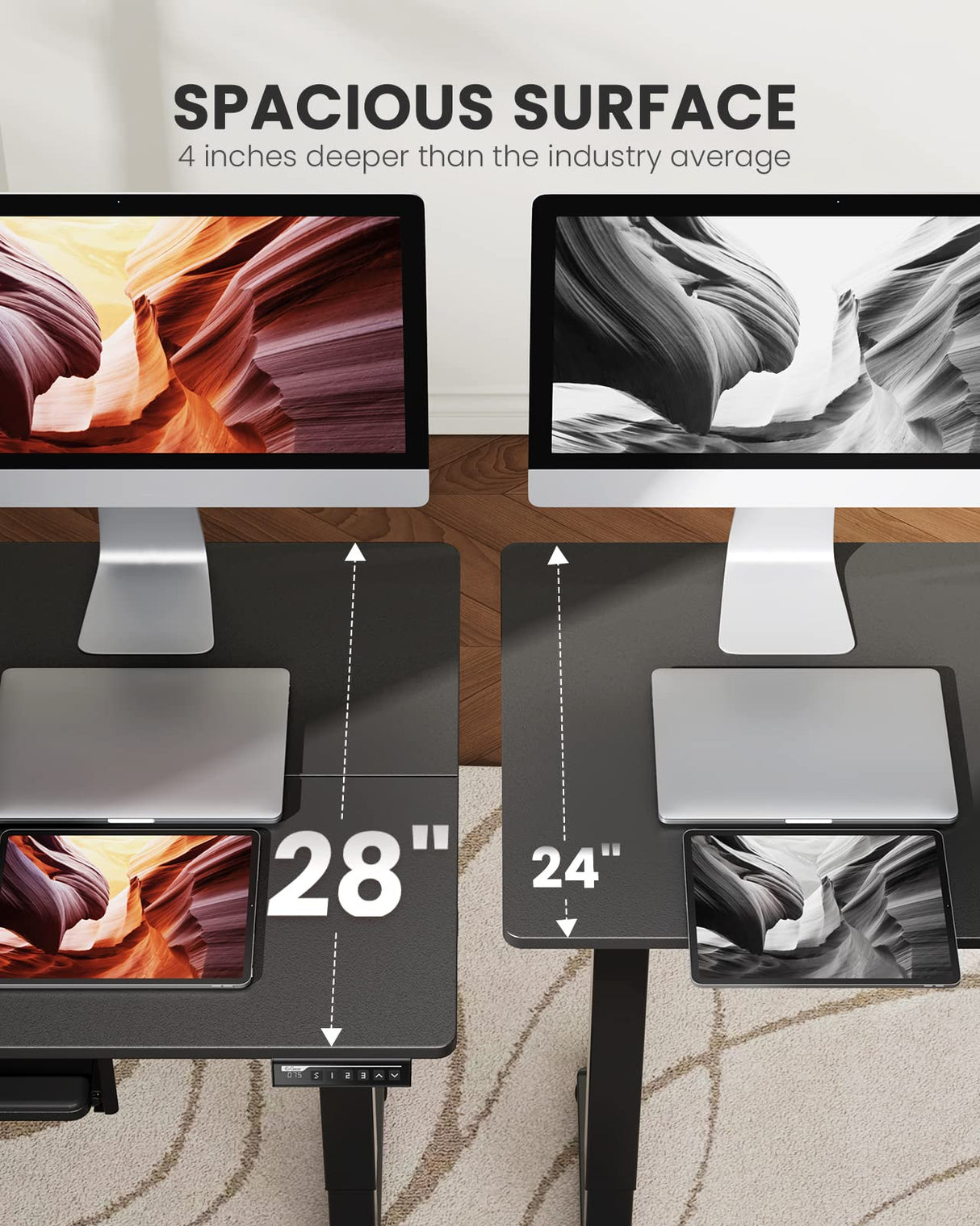 ErGear Electric Standing Desk with Keyboard Tray, 55x28 Inches Adjustable Height Sit Stand Up Desk, Home Office Desk Computer Workstation, Black ErGear