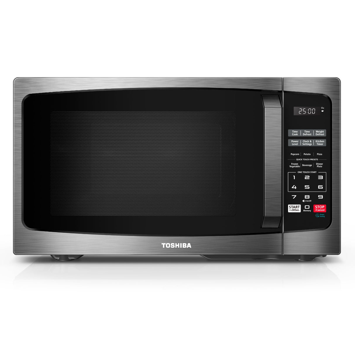 TOSHIBA ML-EM09PA(BS) Small Microwave Oven with 6 Auto Menus, Mute Function & Child Lock, LED Lighting, Perfect for Apartment, 0.9 Cu Ft, 10.6 Inch Removable Turntable, 900W, Black Stainless Steel TOSHIBA