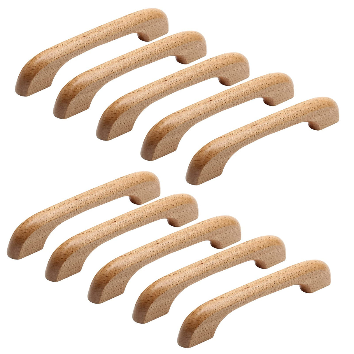 Uenhoy 10 Pcs Natural Wood Cabinet Pulls Handles Solid Wood Handles for Kitchen Cabinets and Drawers - 5" Length, 3-3/4" (96mm) Hole Spacing Uenhoy