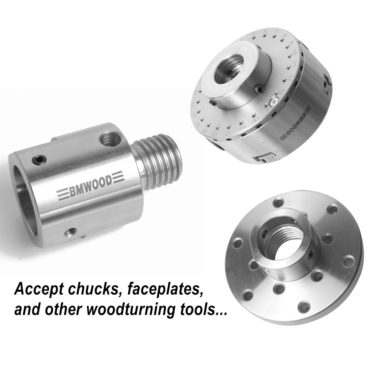 BMWOOD 1x8"TPI Female to 1-1/4"x8TPI Male Thread Adaptor, Woodworking Lathe Headstock Spindle Adaptor with Two Nylon Washers. BMWOOD