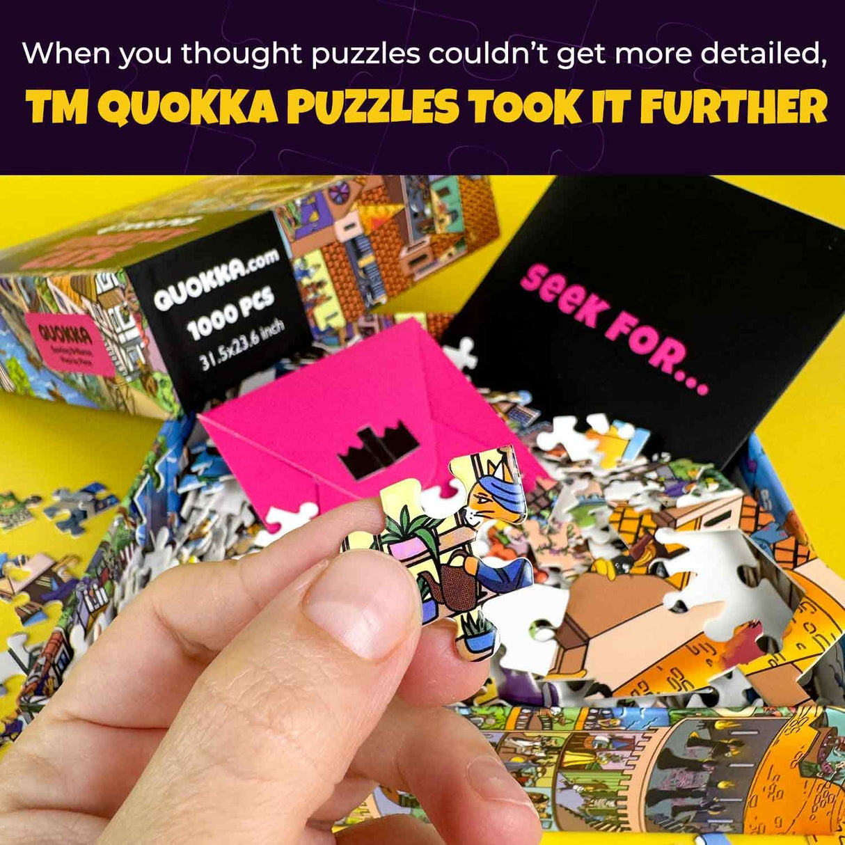 QUOKKA 1000 Piece Jigsaw Puzzle for Adults Nighty Cats – Premium Box Packaging with Extra Fun Challenges, Whimsical Cat Puzzle, Perfect for Relaxation, Creativity & Gift Giving QUOKKA