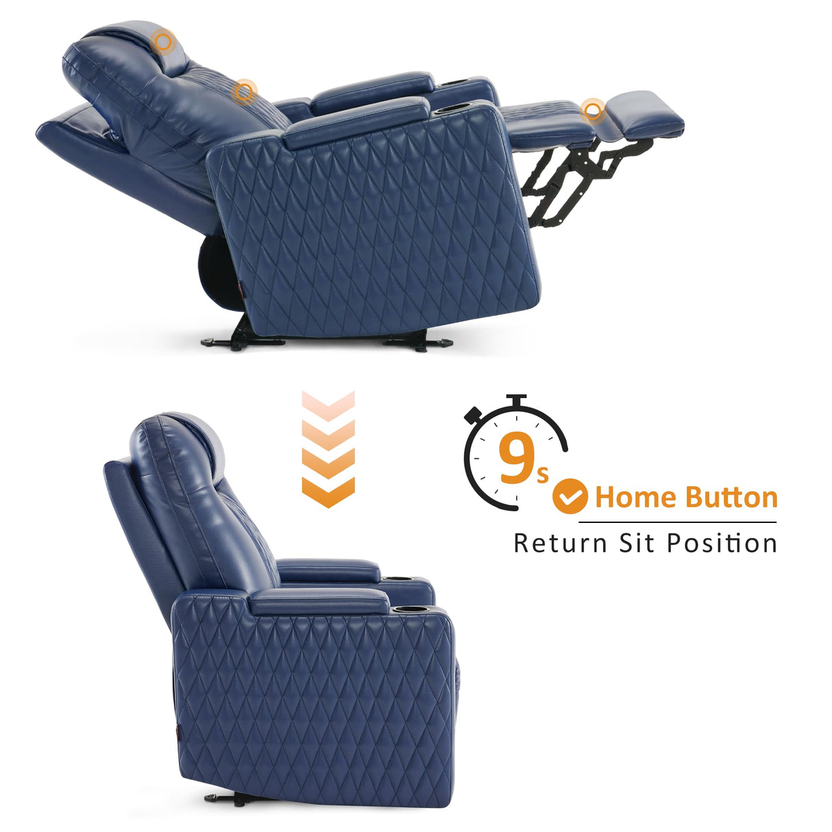 MCombo Zero Gravity Oversized Power Recliner Chair for Adults with Power Headrest & LED Light, Faux Leather Recliner Chair for Living Room & Home Theater, USB Port, Armrest Storage HTS401 MCombo