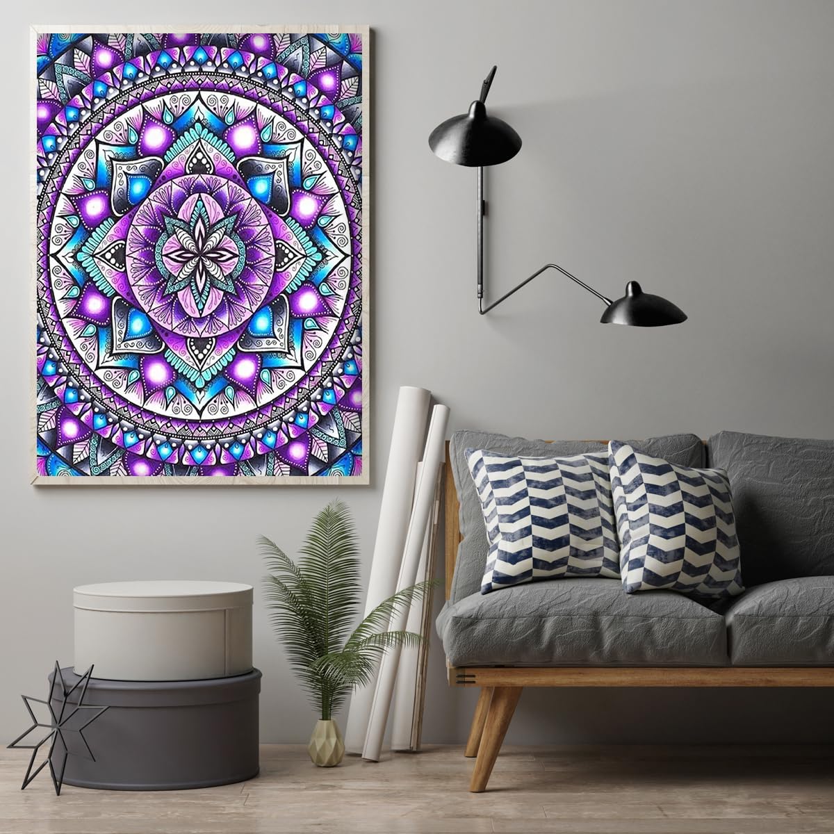 JFYHAB Mandala Diamond Painting Kits for Adults,5D Rhinestone Diamond Art Kits for Adults Kids Beginner,DIY Flowers Round Full Drill Diamond Painting Kit Arts Craft for Home Wall Decor 12X16inch JFYHAB
