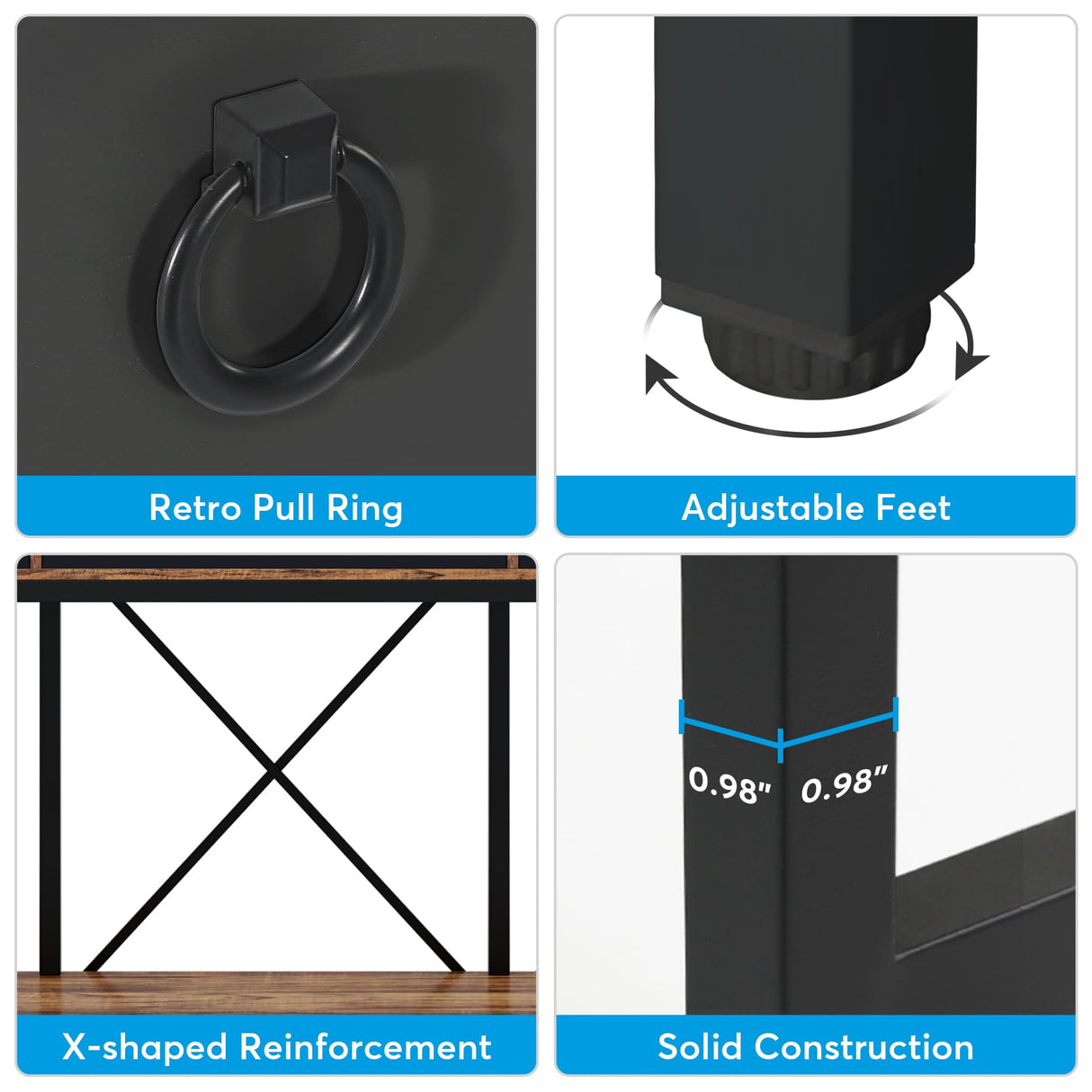 Tribesigns 70.8" Console Table with 3 Drawers, Farmhouse Entryway Table with Storage Shelf, Narrow Long Sofa Foyer Table for Entryway, Hallway (Brown/Black) Tribesigns