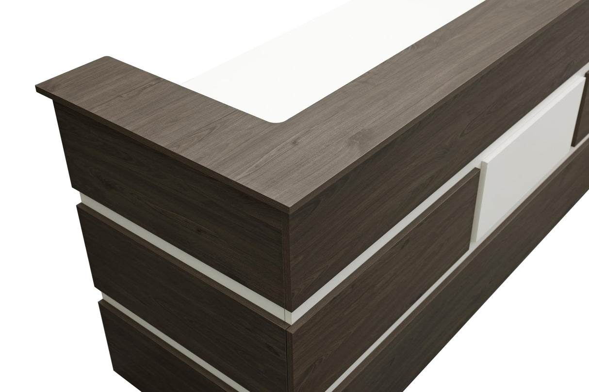 Mares 87" Wood Office Reception Desk Counter & Drawers w/Telescopic Rails & Chrome Handles | Cable Grommet Holes | Option to Add Logo | Front Table Furniture Nail Hair Beauty Salon Spa Restaurant Casa Mare