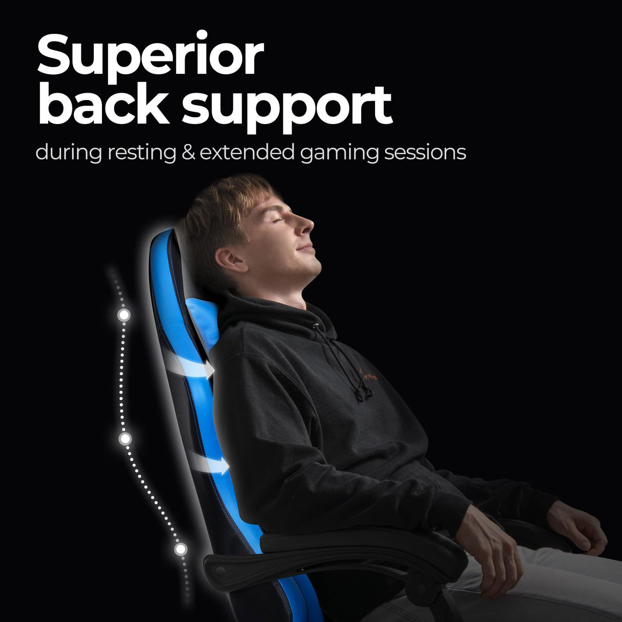 N-GEN Video Gaming Chair with Footrest High Back Ergonomic Comfortable Office Computer Desk with Lumbar Support Height Adjustable with PU Leather Recliner for Adults Women Men (Blue) NEO CHAIR