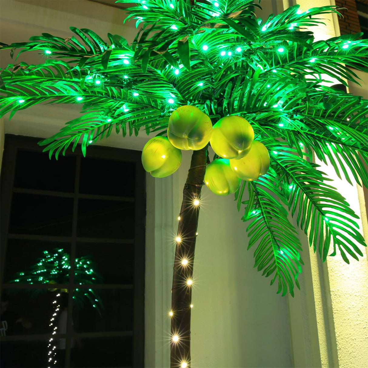 Tybeeu 7ft Lighted Palm Tree with Glowing Coconuts - Dimmable, UL Certified, Waterproof - Ideal for Indoor and Outdoor Decoration TYBEEU