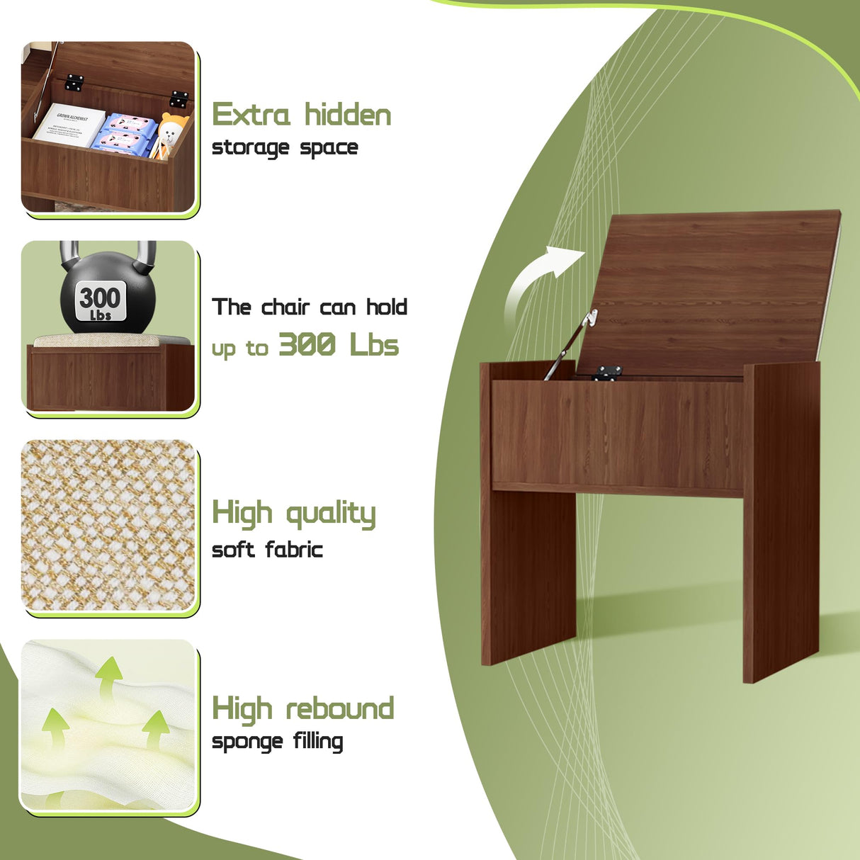 Crownland Vanity with Lighted Mirror, Makeup Vanity Table Set with Drawers and Charging Station, Vanity Desk with 3 Adjustable Lighting Modes and Stool Set(Brown) Crownland