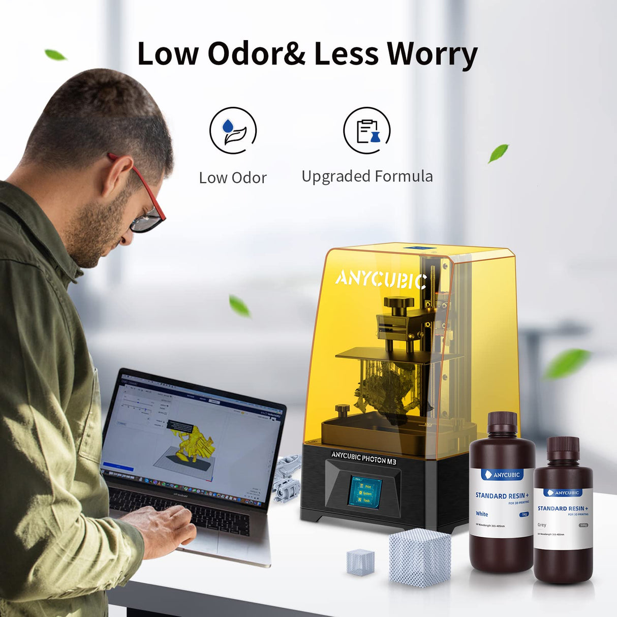 ANYCUBIC Upgraded Standard 3D Printer Resin, 405nm SLA Fast UV-Curing Resin, High Precision & Rapid Photopolymer for 8K Capable LCD/DLP/SLA 3D Printing (Clear, 1000g) ANYCUBIC