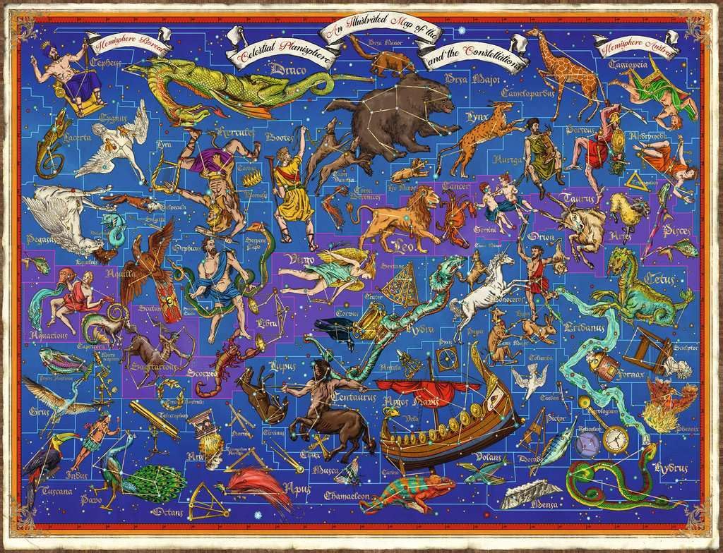 Ravensburger Constellations Jigsaw Puzzle - 2000 Piece Stellar Zodiac Map Puzzle | Unique Softclick Technology | Bright, Glare-Free Pieces | Thoughtful Gift for Puzzle Lovers Ravensburger