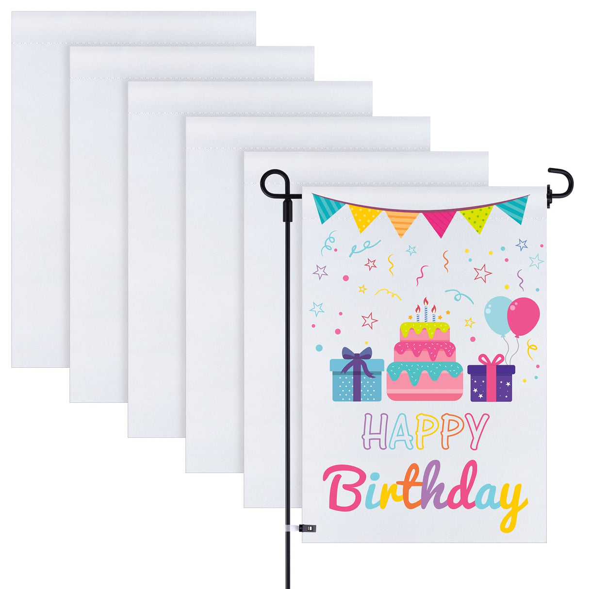 KUUQA 6Pcs Blank Garden Flags, 11.6Inch x 17.5Inch Double Sided Garden Flags White Outdoor Yard Flags for Patio Garden Yard Outdoor Home Decorations KUUQA