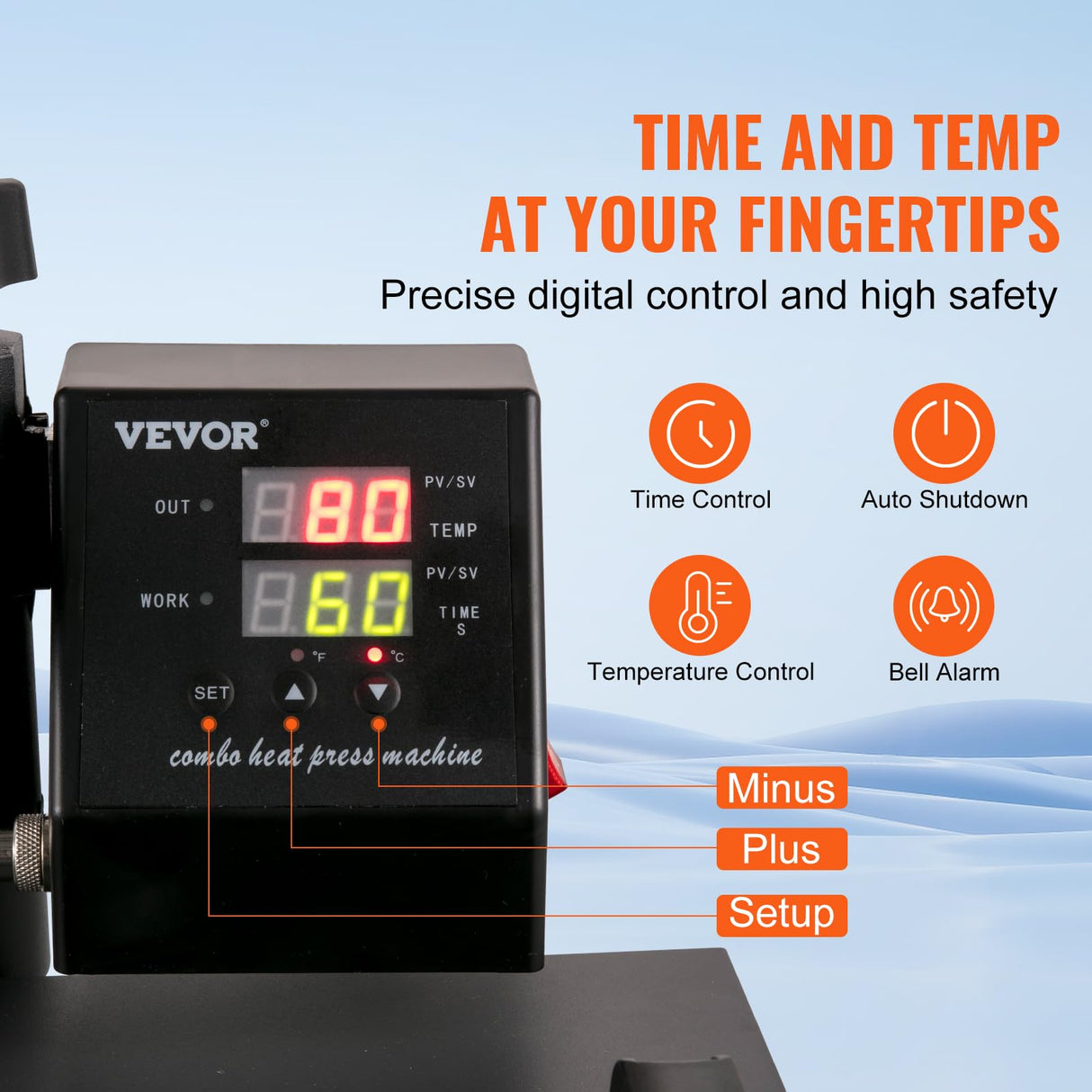 VEVOR Heat Press Machine 8 in 1 Combo Heat Press 15x15 Inch Heat Transfer Machine 360-Degree Swing Away Digital Tshirt Press Multifunction Heat Transfer Sublimation for T Shirts Mugs Hats Plates Caps VEVOR