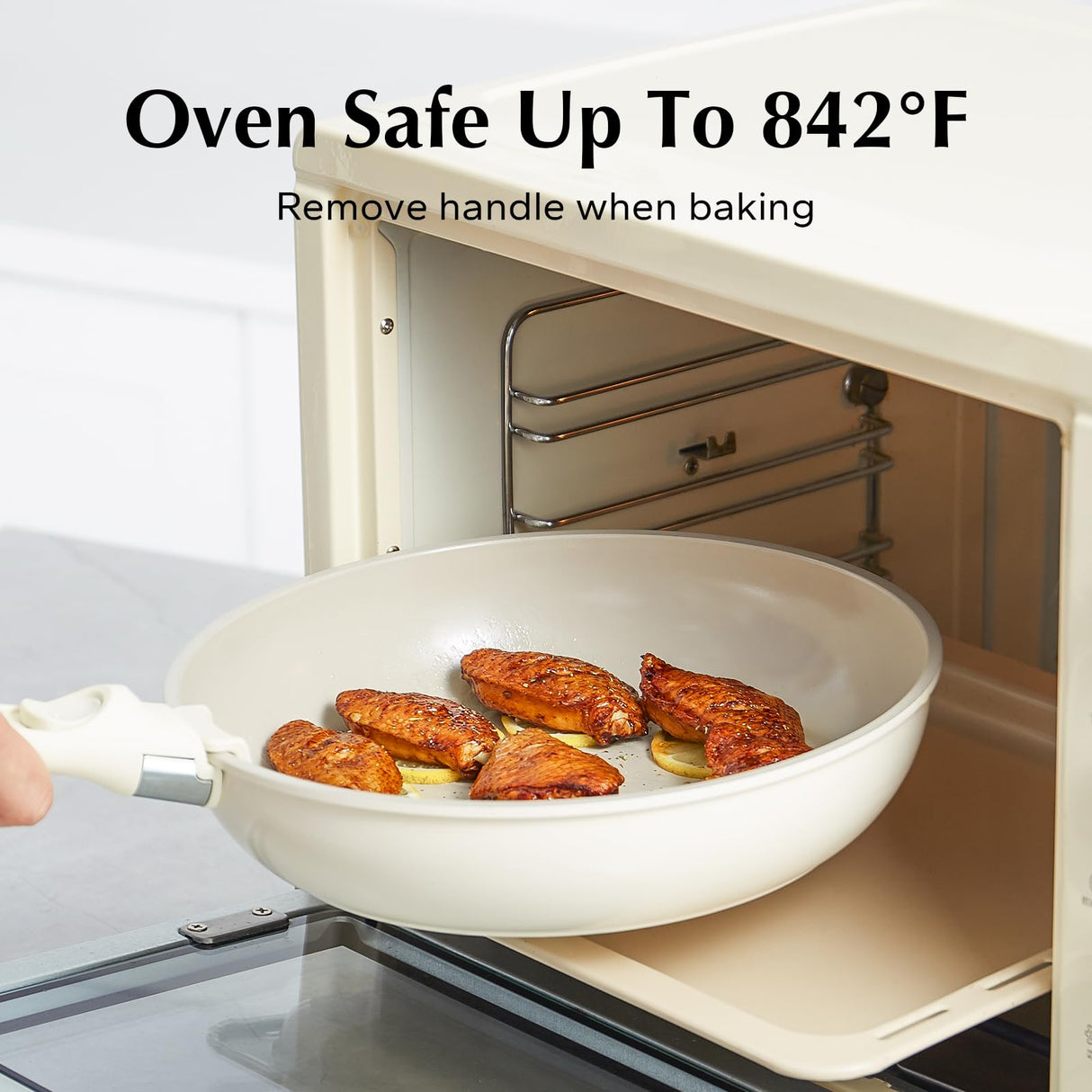 Redchef Ceramic Pots and Pans Set Non Stick, Nonstick Kitchen Cookware Sets, Non Toxic Pots and Pans Set Non Stick, PFAS PFOA & PTFE Free, Detachable Handle Pots and Pans 5 Piece, RV Cookware Redchef