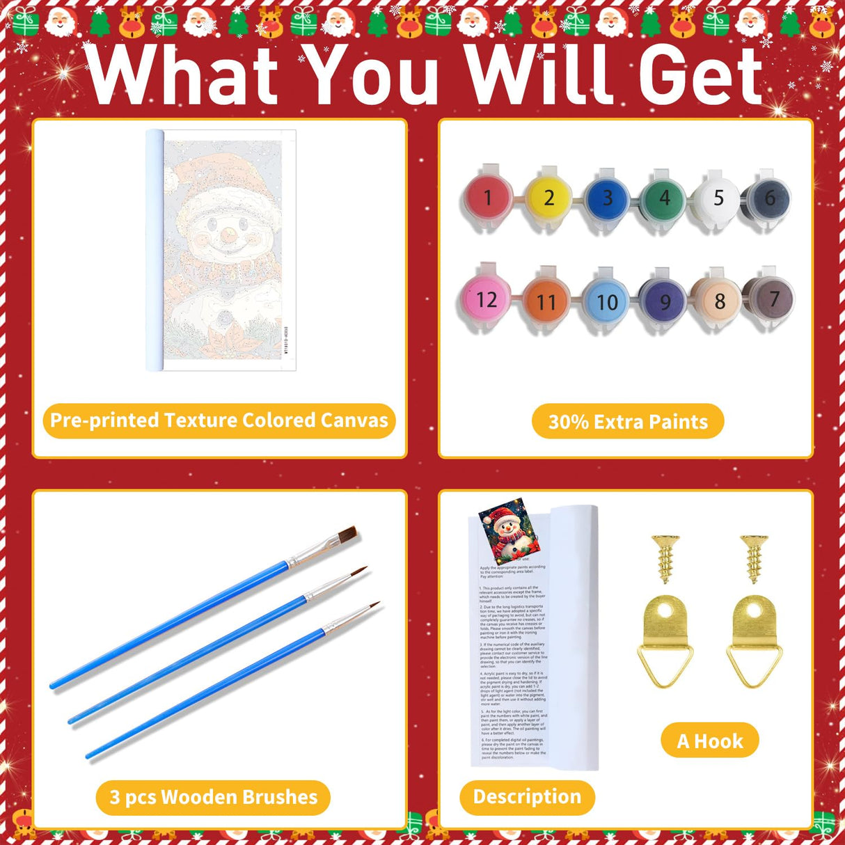 Christmas Paint by Numbers for Adult,Snowman Paint by Numbers Kit for Adults Beginners, DIY Acrylic Painting on Canvas for Home Wall Art Decor 16x20 Inch Mandun