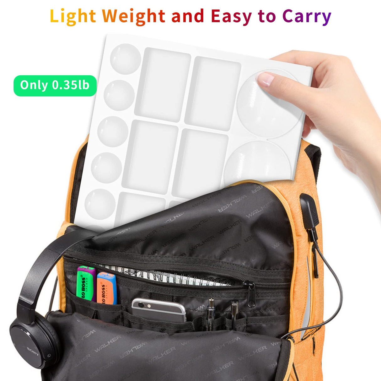 Sweaty Pony 20 Well Watercolor Paint Tray Palette Pallet Acrylic Painting Mixing Plastic Artist Large Square Palette, 13 x 10 Inches, White, 1PCS Sweaty Pony