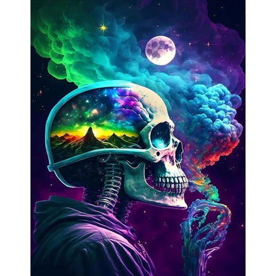 pchmcu DIY Skull Paint by Numbers Kits for Adults,Paint by Number for Adults Beginner Moon,Skeleton Paint by Numbers Kits on Canvas Without Frame for Home Wall Decor 16x20inch