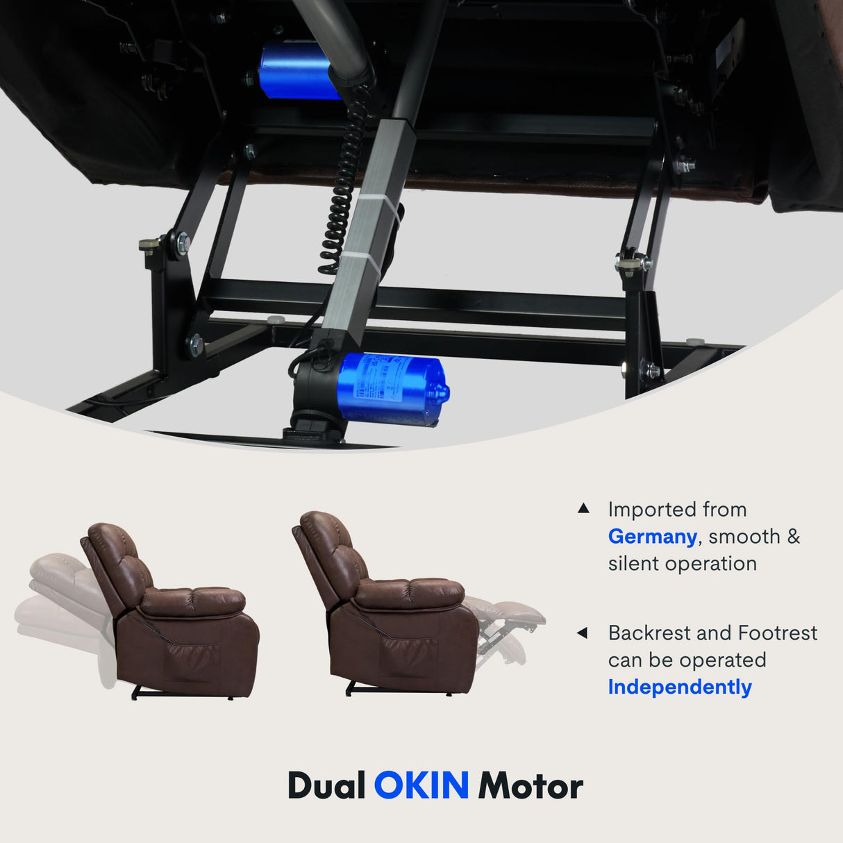 FLEXISPOT XL51 Dual OKIN Motor Power Lift Recliner Chair for Elderly, Lay Flat Sleeper Recliner with Massage & Heat, USB Ports, Faux Leather Reclining Sofa for Living Room Bedroom(Extra Large, Brown) FLEXISPOT