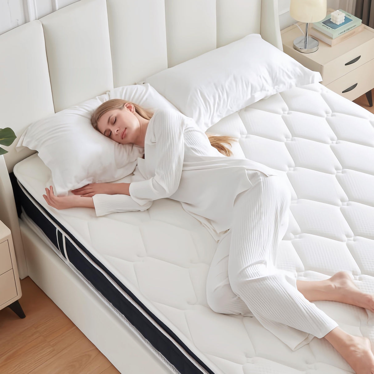 CMFOBAMTS 8 Inch Twin Mattress, Memory Foam Hybrid Mattress in a Box with Independent Spring for Motion Isolation and Pressure Relief, Comfortable Medium Firm CMFOBAMTS