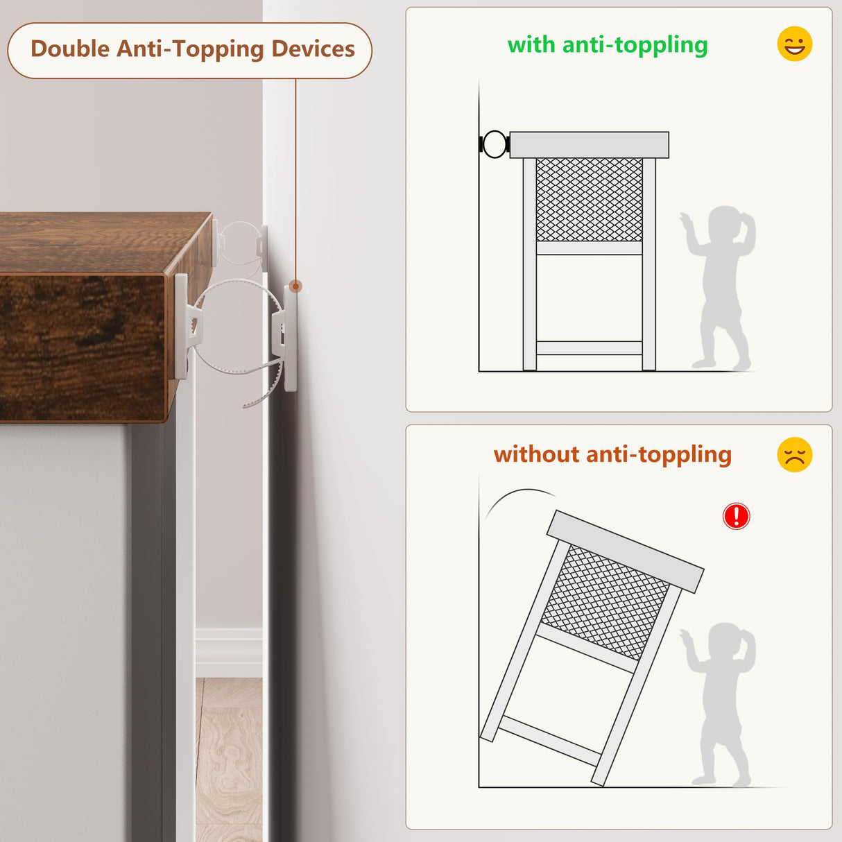 Whalefall Visual Console Table with Power Outlets, 46" Farmhouse Entryway Table with Storage, Narrow Long Sofa Table with LED Light for Living Room, Hallway, Behind Couch Whalefall
