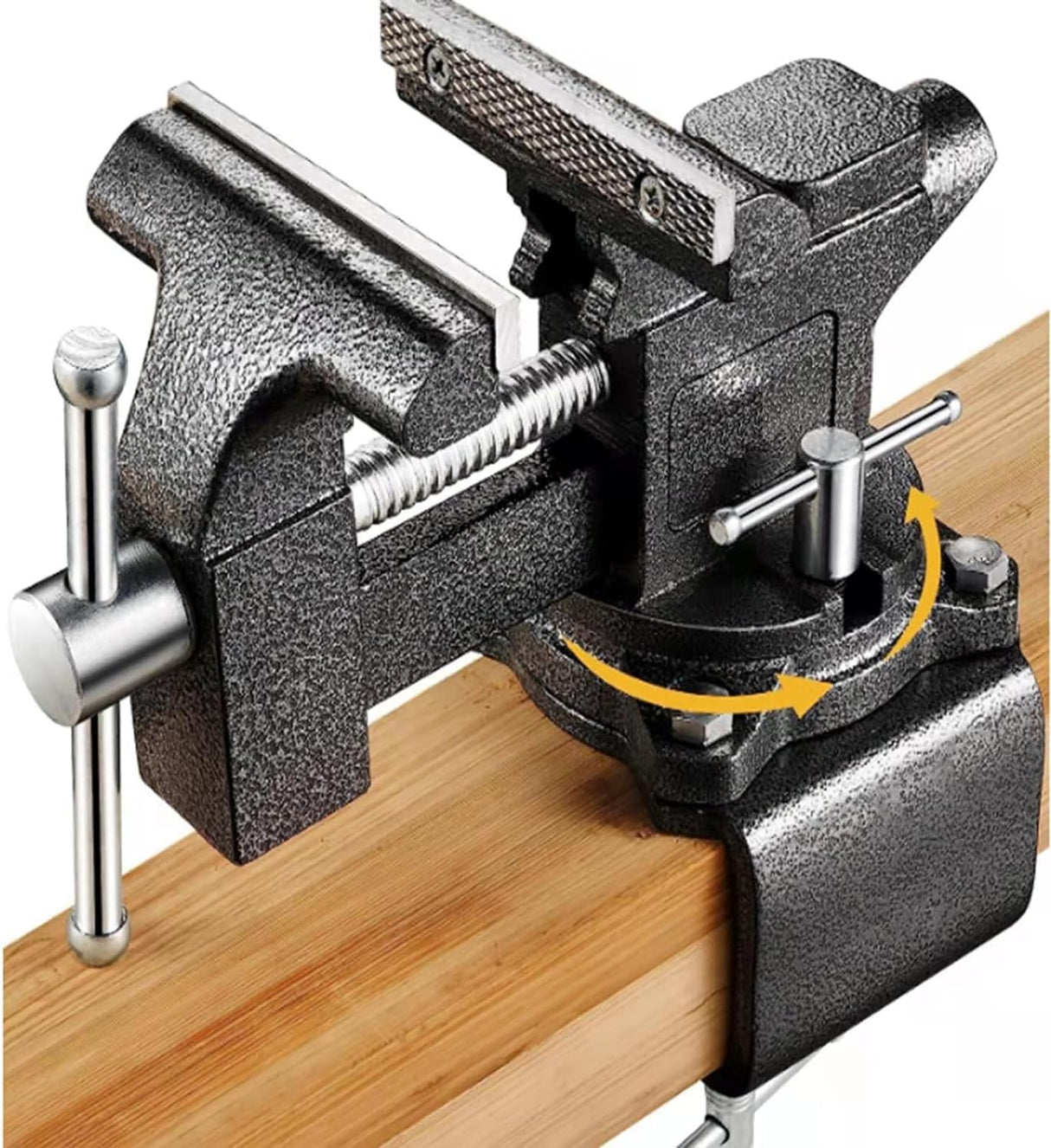 Bench Vise 4-1/2in Multi-Purpose Bench Vice Clam on Vise, Heavy Duty Cast Iron Bench Clamp with Anvil-Multi-Jaw Swivel Base - Bnech Vice for Workbench, Woodworking, Workshop DIY TRUSBEE